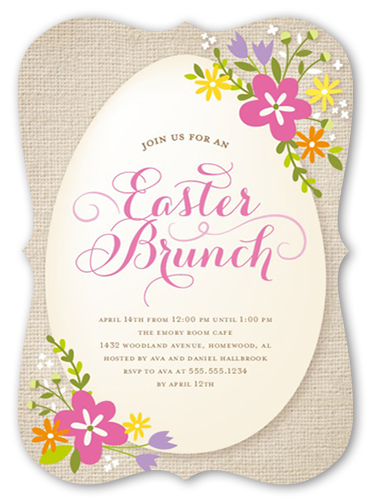 Easter Blooms Easter Invitation, Beige, Pearl Shimmer Cardstock, Bracket