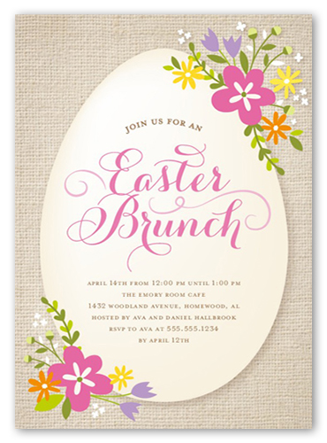 Easter Blooms Easter Invitation, Beige, Standard Smooth Cardstock, Square