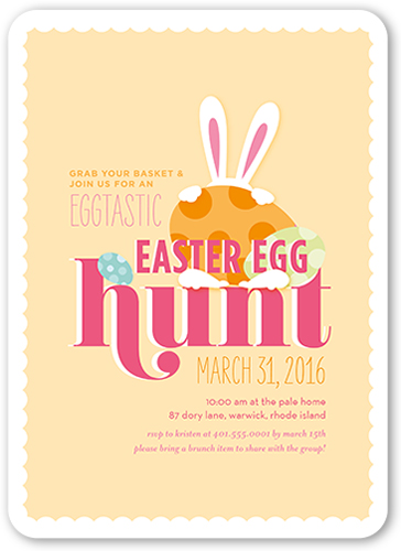 Eggtastic Egg Hunt Easter Invitation, Beige, Standard Smooth Cardstock, Rounded