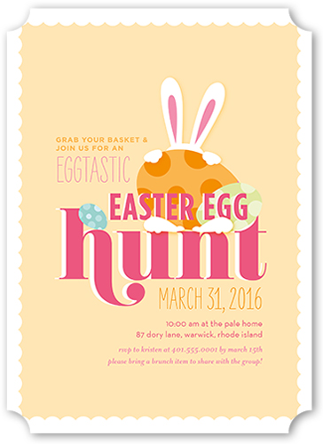 Eggtastic Egg Hunt Easter Invitation, Beige, Pearl Shimmer Cardstock, Ticket