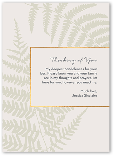 Deepest Condolences Sympathy Card, Grey, 5x7 Flat, Write Your Own Greeting, Pearl Shimmer Cardstock, Square