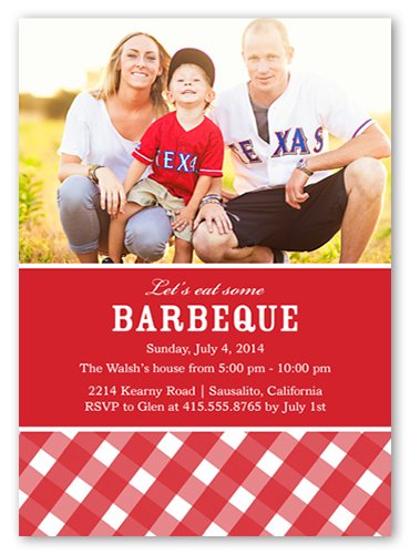 BBQ Party Summer Invitation, Red, Luxe Double-Thick Cardstock, Square