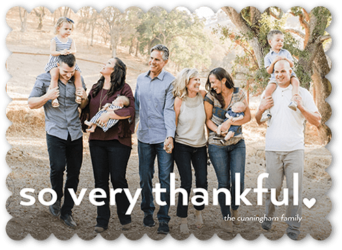 Lavish Thanks Fall Greeting, White, 5x7 Flat, Matte, Signature Smooth Cardstock, Scallop