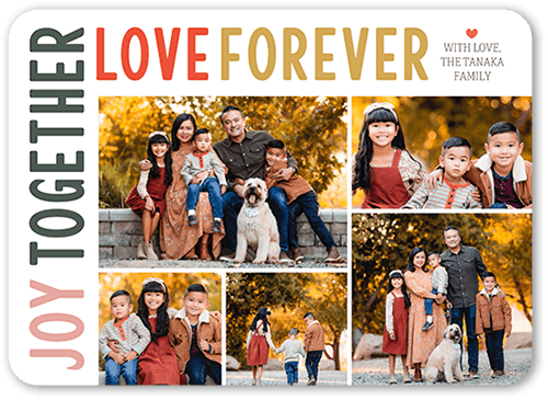 Joy and Love Forever Fall Greeting, White, 5x7 Flat, Pearl Shimmer Cardstock, Rounded, White