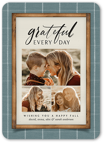 Grateful Everyday Fall Greeting, Grey, 5x7 Flat, Standard Smooth Cardstock, Rounded, Hemlock