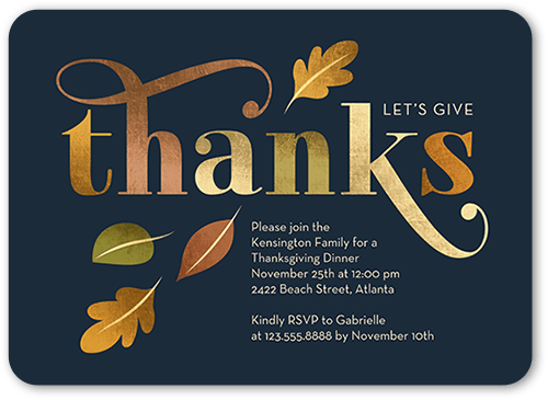 Ample Appreciation Fall Invitation, Black, 5x7 Flat, Matte, Signature Smooth Cardstock, Rounded