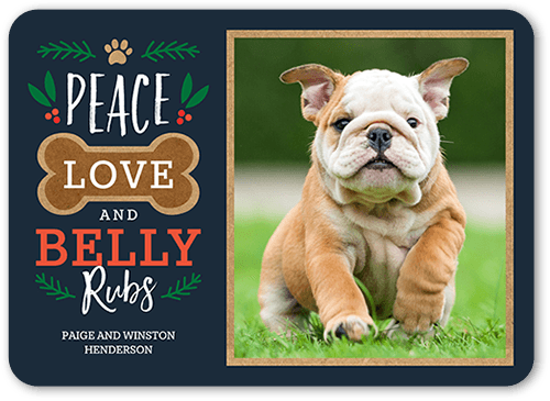 Belly Rubs Christmas Card, Black, 5x7, Christmas, Standard Smooth Cardstock, Rounded