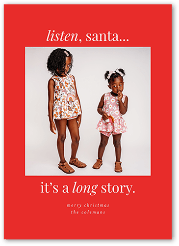 A Long Story Christmas Card, Red, 5x7 Flat, Christmas, Standard Smooth Cardstock, Square