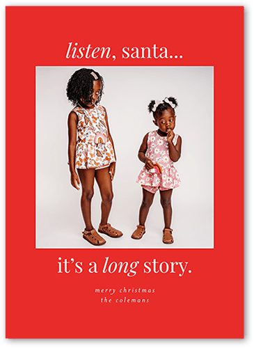 A Long Story Christmas Card, Red, 5x7 Flat, Christmas, 100% Recycled Cardstock , Square
