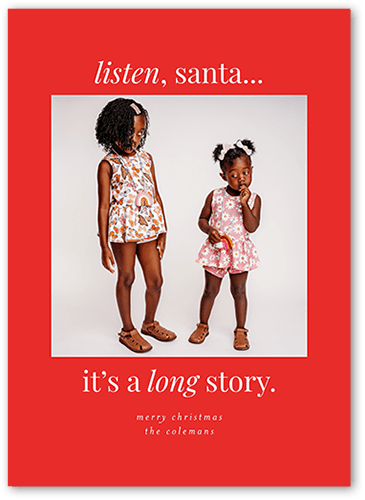 A Long Story Christmas Card, Red, 5x7 Flat, Christmas, 100% Recycled Cardstock ?, Square