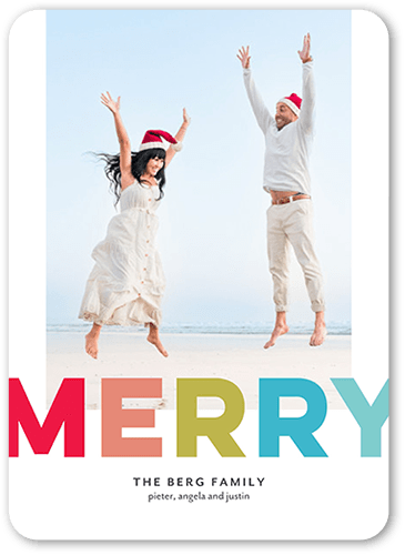 Boldly Merry Christmas Card, White, 5x7, Christmas, Standard Smooth Cardstock, Rounded