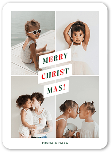 Colorful Headline Christmas Card, White, 5x7, Christmas, Pearl Shimmer Cardstock, Rounded