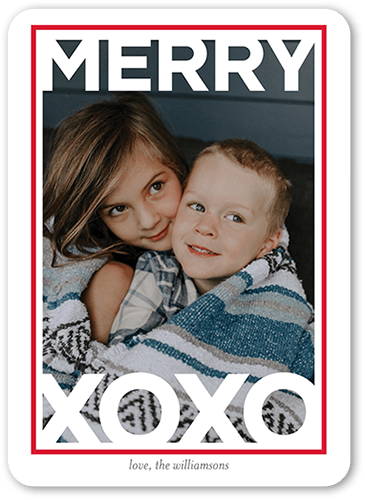Big Xo Christmas Card, White, 5x7 Flat, Christmas, Standard Smooth Cardstock, Rounded, White