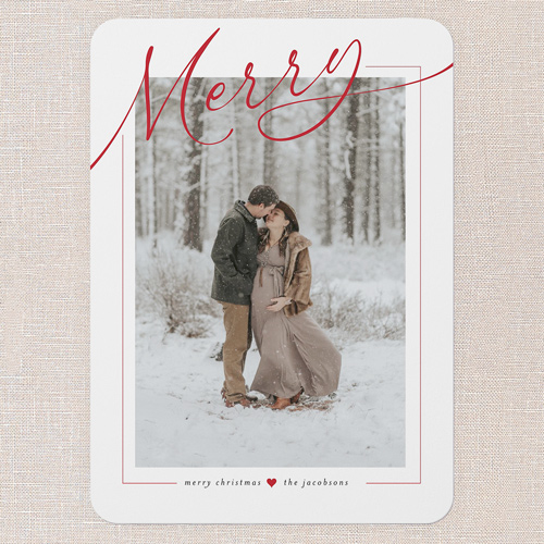Perfectly Merry Christmas Card, White, 5x7 Flat, Christmas, 100% Recycled Cardstock , Rounded