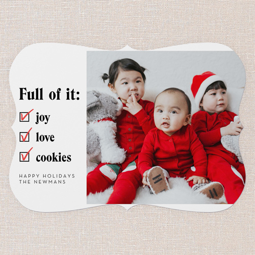 Full Of It Christmas Card, White, 5x7 Flat, Christmas, Pearl Shimmer Cardstock, Bracket