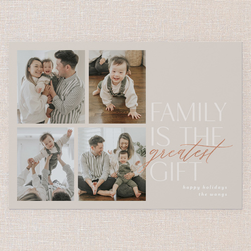 Greatest Family Christmas Card, Beige, 5x7 Flat, Christmas, Pearl Shimmer Cardstock, Square