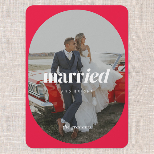 Married Bliss Christmas Card, Red, 5x7 Flat, Christmas, Standard Smooth Cardstock, Rounded, Bright Red