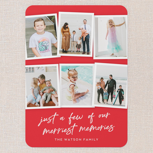 Our Merriest Memories Christmas Card, Red, 5x7 Flat, Christmas, Standard Smooth Cardstock, Rounded