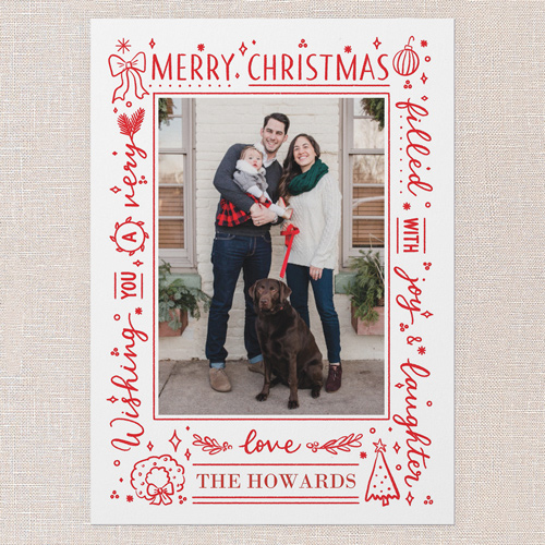 Handwritten Wish Christmas Card, Red, 5x7 Flat, Christmas, 100% Recycled Cardstock , Square, Apple