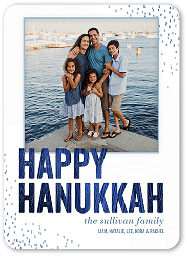 Sprinkled Smiles Hanukkah Card, Blue, 5x7 Flat, Hanukkah, 100% Recycled Cardstock ?, Rounded