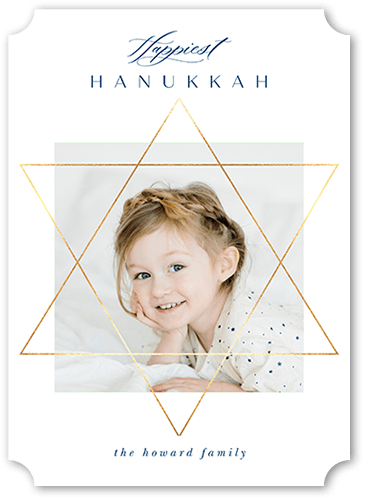 Elegant Star Hanukkah Card, White, 5x7 Flat, Hanukkah, Pearl Shimmer Cardstock, Ticket