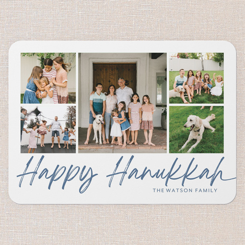 Brushed Headline Hanukkah Card, White, 5x7 Flat, Hanukkah, Pearl Shimmer Cardstock, Rounded, White