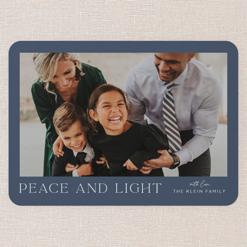 Tranquil Border Hanukkah Card, Blue, 5x7 Flat, Hanukkah, Matte, Signature Smooth Cardstock, Rounded, Nautical