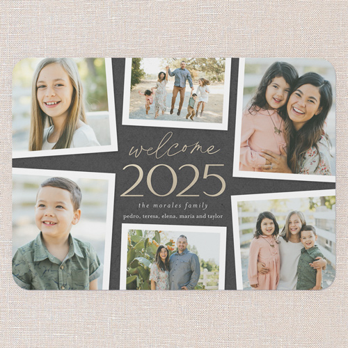 Snapshot Exhibit New Year's Card, Grey, 5x7 Flat, New Year, Pearl Shimmer Cardstock, Rounded