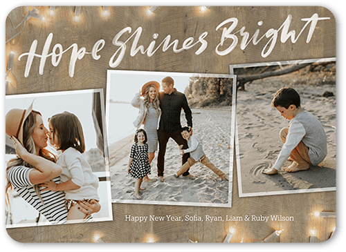 Hope Shines Bright New Year's Card, Brown, 5x7 Flat, New Year, Matte, Signature Smooth Cardstock, Rounded