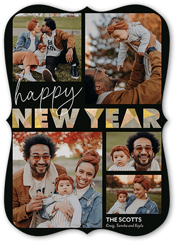 Fractured Finish New Year's Card, Black, 5x7, New Year, Matte, Signature Smooth Cardstock, Bracket