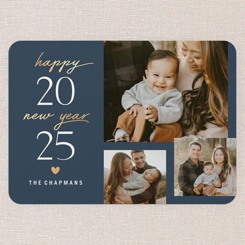 Simple Times New Year's Card, Blue, 5x7 Flat, New Year, 100% Recycled Cardstock , Rounded