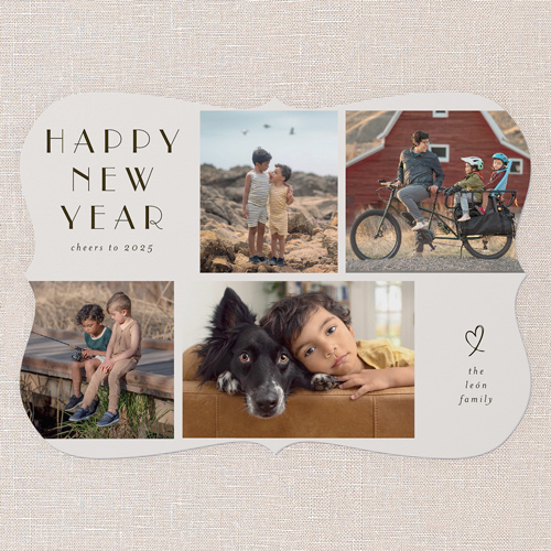 Simple Photo Frames New Year's Card, Grey, 5x7 Flat, New Year, Pearl Shimmer Cardstock, Bracket