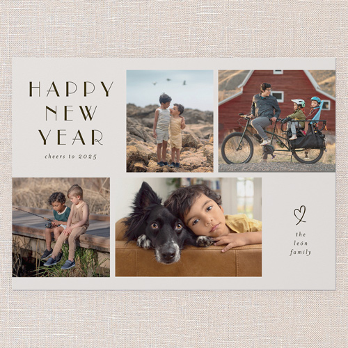 Simple Photo Frames New Year's Card, Grey, 5x7 Flat, New Year, Luxe Double-Thick Cardstock, Square