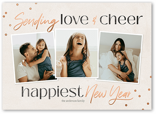 Cheerful Sentiment New Year's Card, Grey, 5x7 Flat, New Year, Standard Smooth Cardstock, Square