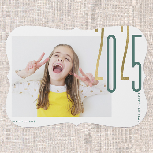 Chic Year New Year's Card, White, 5x7 Flat, New Year, Pearl Shimmer Cardstock, Bracket