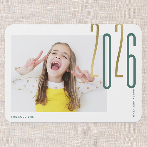 Chic Year New Year's Card, White, 5x7 Flat, New Year, Standard Smooth Cardstock, Rounded, White