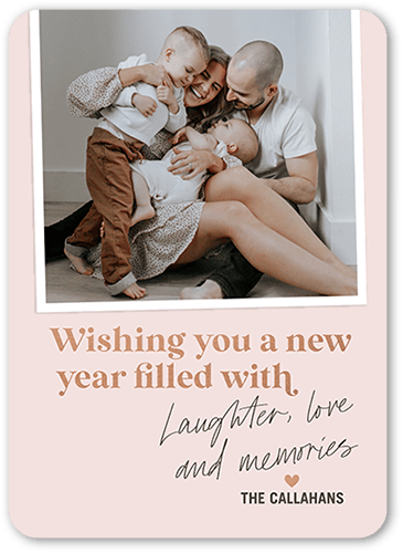 New Year Memories New Year's Card, Beige, 5x7 Flat, New Year, Pearl Shimmer Cardstock, Rounded
