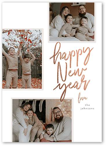 Handwritten New Year New Year's Card, White, 5x7 Flat, New Year, Luxe Double-Thick Cardstock, Square