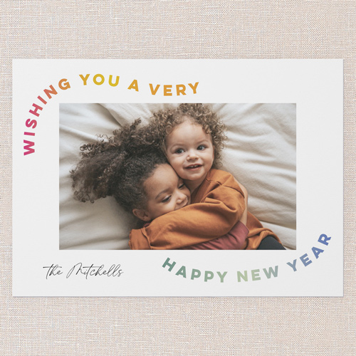 Wavy Colors New Year's Card, White, 5x7 Flat, New Year, 100% Recycled Cardstock , Square, White