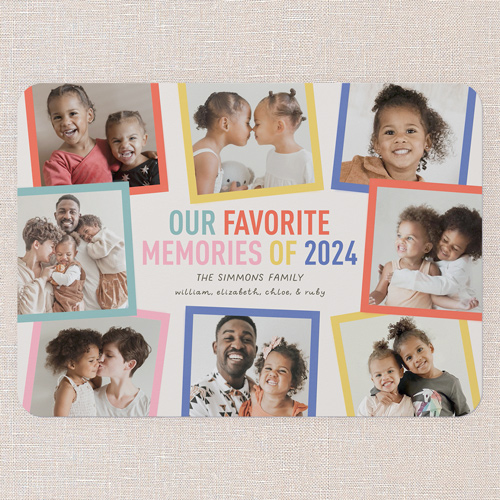 Multicolored Memories New Year's Card, Grey, 5x7 Flat, New Year, 100% Recycled Cardstock , Rounded