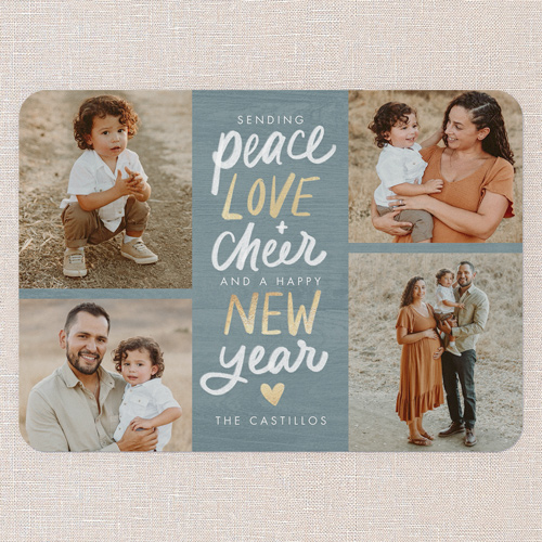 Peaceful Perfection New Year's Card, Blue, 5x7 Flat, New Year, 100% Recycled Cardstock , Rounded, Blue