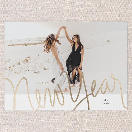 Chic Script New Year's Card, White, 5x7 Flat, New Year, 100% Recycled Cardstock , Square