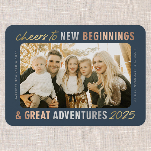 Ethereal Cheer New Year's Card, Blue, 5x7 Flat, New Year, Standard Smooth Cardstock, Rounded