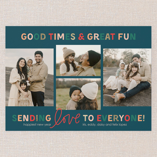 Great Fun New Year's Card, Blue, 5x7 Flat, New Year, Pearl Shimmer Cardstock, Square, Blue