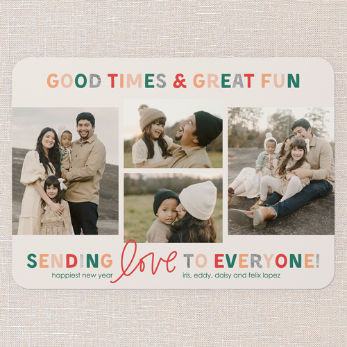 Great Fun New Year's Card, Grey, 5x7 Flat, New Year, 100% Recycled Cardstock , Rounded, Whisper Gray