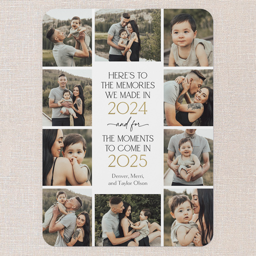Memorable Memories New Year's Card, White, 5x7 Flat, New Year, 100% Recycled Cardstock , Rounded