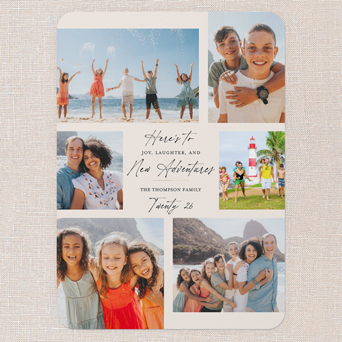 Adventure Moments New Year's Card, Pink, 5x7 Flat, New Year, Pearl Shimmer Cardstock, Rounded, Blush