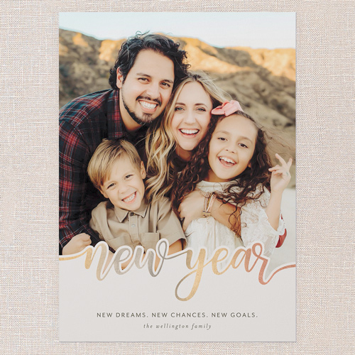 Dreams Begin New Year's Card, Beige, 5x7 Flat, New Year, Matte, Signature Smooth Cardstock, Square, Cream