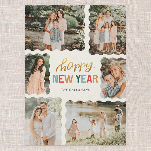 Modern Montage New Year's Card, Beige, 5x7 Flat, New Year, Matte, Signature Smooth Cardstock, Square, Beige