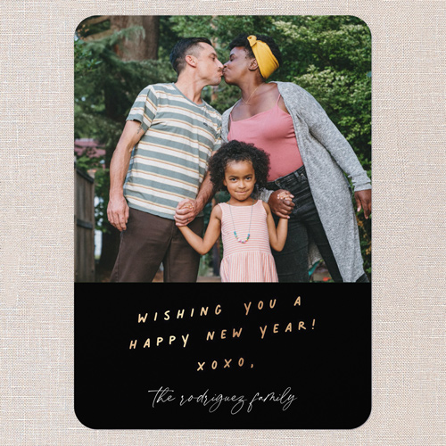 Fresh Message New Year's Card, Black, 5x7 Flat, New Year, 100% Recycled Cardstock , Rounded, Black